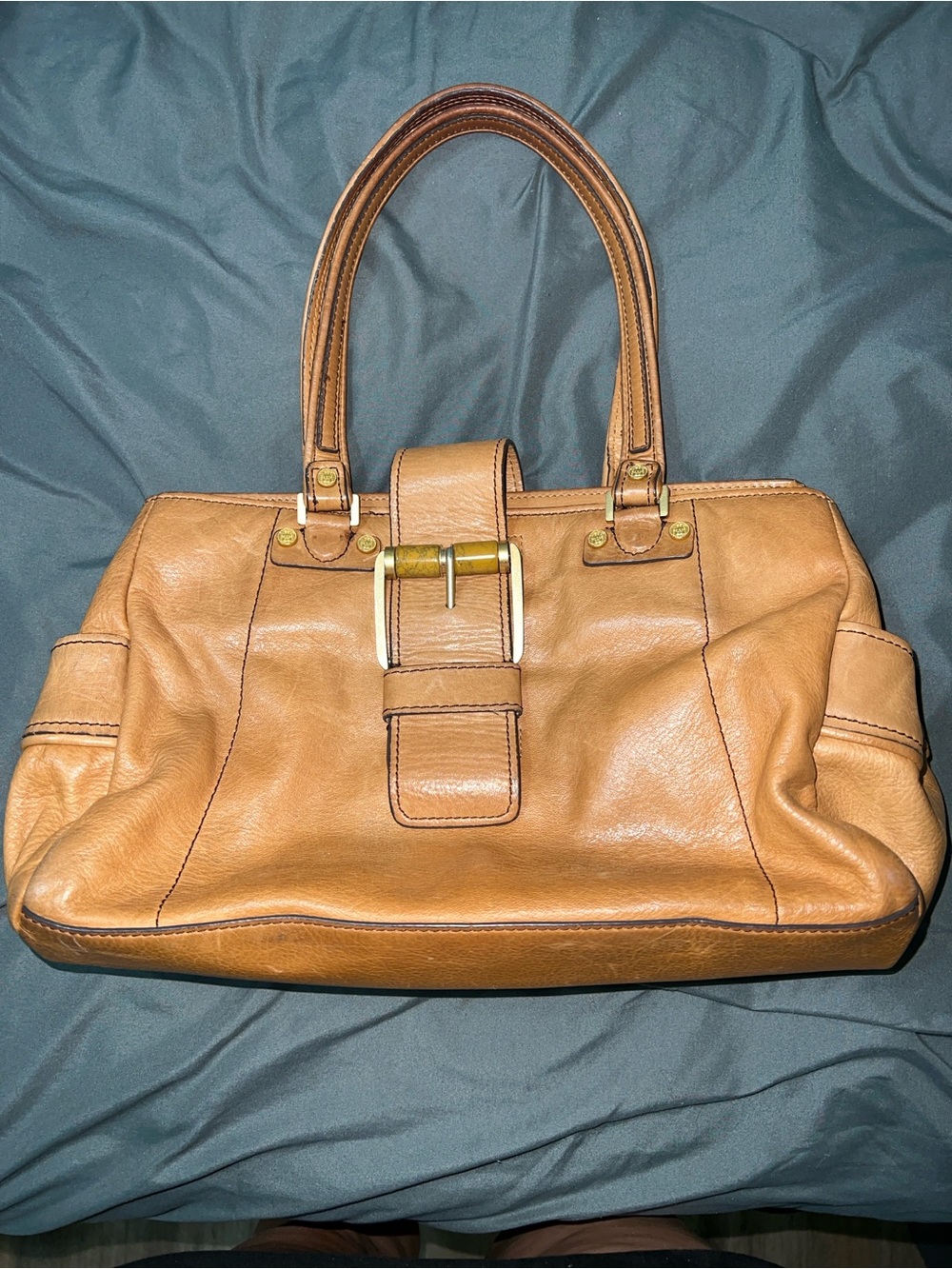 Classic Tan Leather Tote Handbag